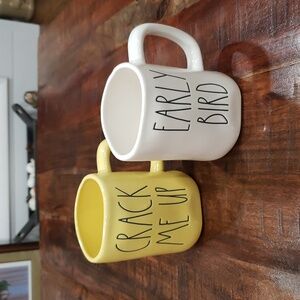 Rae Dunn Yellow and White Mug Duo
